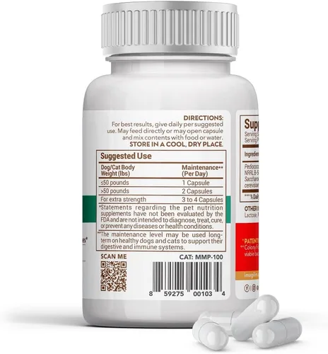 Vista 4 de Imagilin Technology, LLC Probióticos MitoMax-Premium para perros y gatos, 100 cápsulas por botella