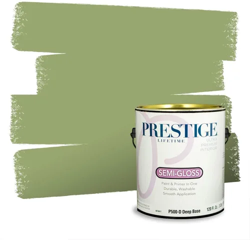 Vista 6 de Prestige Paints - Pintura exterior e imprimación en uno, 1 galón, plano, compatibilidad comparable con el color menta «Whipped Mint» de Behr