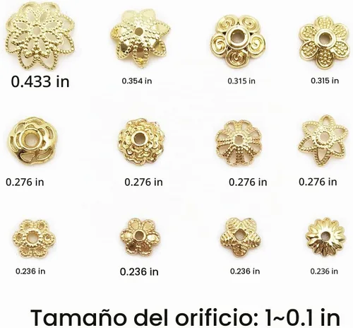 Vista 4 de INSPIRELLE 120 cuentas chapadas en oro filigrana flor taza forma cuentas 120 tapas de cuentas