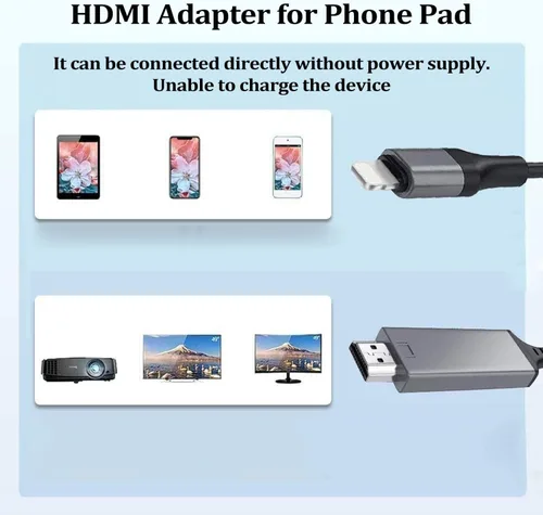 Vista 7 de Adaptador Lightning a HDMI con certificación MFi de Apple para teléfono a TV, compatible con iPhone, iPad, conector de pantalla de sincronización