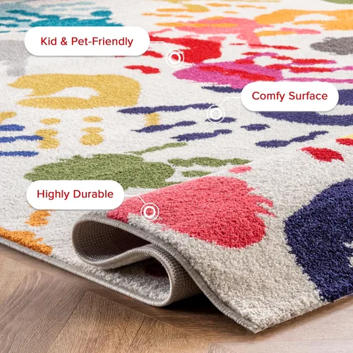 Vista 4 de nuLOOM Pinkie Handprint - Alfombra infantil de 10 x 14 pulgadas, multicolor
