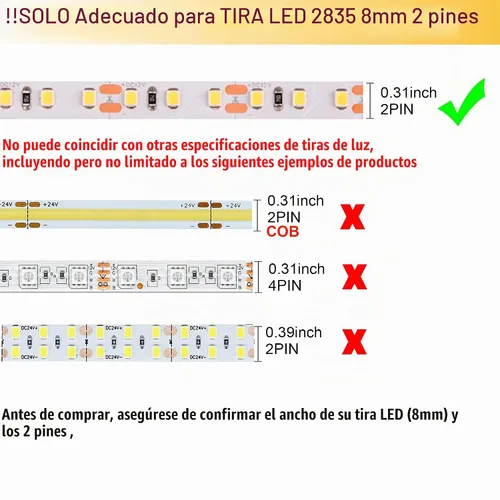 Vista 2 de Kit de conector de tira LED de 2 pines para tira de luz LED de 0.315
