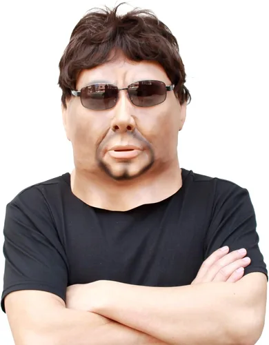 Vista 4 de CreepyParty Máscara de cabeza realista de látex para fiesta de Halloween, hombre fuerte