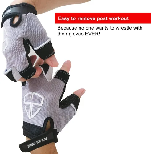Vista 9 de Steel Sweat Guantes de entrenamiento, ideales para gimnasio, levantamiento de pesas, fitness, entrenamiento y crossfit, hechos para hombres