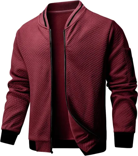 Vista 9 de Chaqueta casual para hombre, ajuste holgado, chaqueta ligera varsity bomber con cremallera