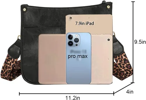 Vista 2 de Downupdown Bolsos cruzados para mujer, bolsos de diseñador con correa de hombro con estampado de leopardo