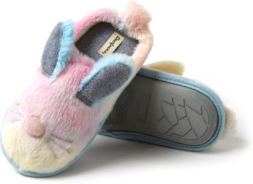 Vista 4 de Dearfoams Easter Basket Stuffers Gifts for Kids Family Matching Fuzzy Bunny Slippers