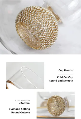 Vista 2 de Copas de vino, copas de martini, copas de vidrio hechas a mano, base de bola de cristal tachonada elegante, copas de champán copas de cóctel, copas