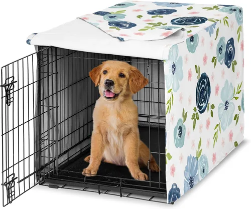 Vista 16 de Sweet Jojo Designs Funda para Jaula de Perro Mediano de 36 Pulgadas (Floral Bohemio) para Jaulas de Mascotas para Niñas, Fundas para Perreras Óxido