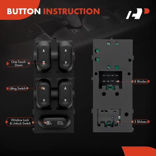 Vista 4 de A-Premium Master - Interruptor de elevalunas eléctrico para lado del conductor compatible con Ford F-150 2004-2008, Expedition 2003-2006, Crown
