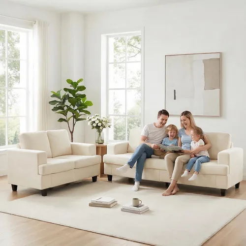Vista 11 de ijuicy Juego de sofá seccional de chenilla de 6 asientos para juego de muebles de sala de estar, juego de sofá moderno de 3 piezas, sofá de 3