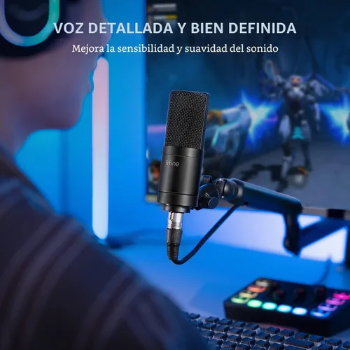 Vista 4 de FIFINE - Micrófono XLR, micrófono de condensador para podcast con grabación, vocal, voz en off, transmisión, podcast, canto, micrófono de estudio