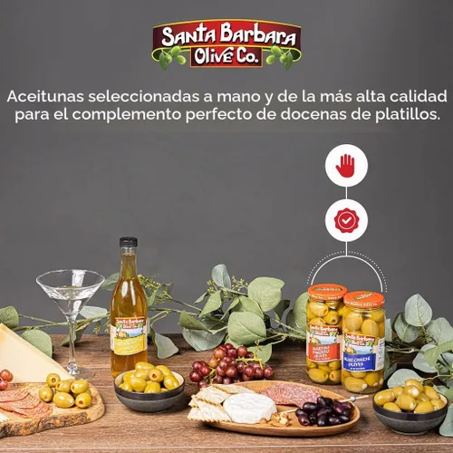 Vista 8 de Aceitunas verdes rellenas de anchoas sin hueso de Santa Barbara, perfectas para tablas de embutidos, ensaladas, pizza y pasta, paquete de 3, 5 onzas