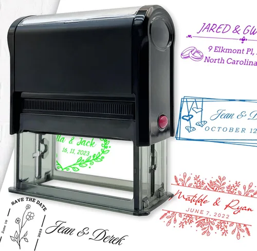 Vista 7 de Sello de dirección personalizado, autoentintado, base transparente, almohadilla de tinta recargable, disponible para boda, negocios, dirección