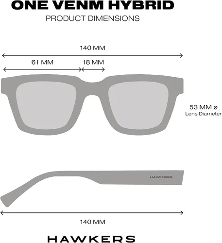 Vista 7 de HAWKERS Gafas de sol ONE HYBRID para hombre y mujer NEGRO CARBONO OSCURO, Negro brillante