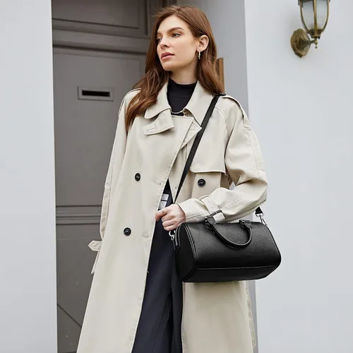Vista 2 de HESHE Bolsos de cuero con asa superior para mujer, bolsos de cuero, bolso de mano, bolso de hombro, bolso cruzado de diseñador