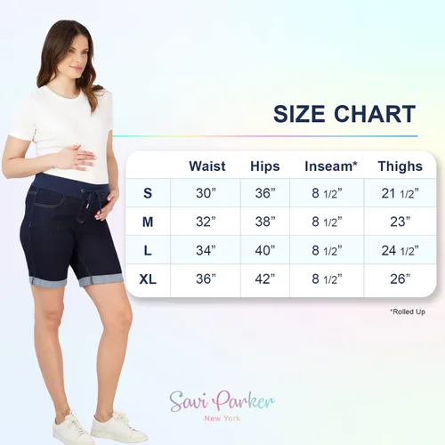 Vista 6 de Women's Maternity Shorts Double Roll Cuff - Mom Comfy Activewear, Pregnancy Clothes for Summer, BCI Certified