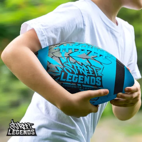 Vista 4 de Street Legends Fútbol Americano Juvenil, Balón de Fútbol Americano de Cuero Compuesto con Estampado de Grafiti Talla 8 - Incluye Bomba, Hecho