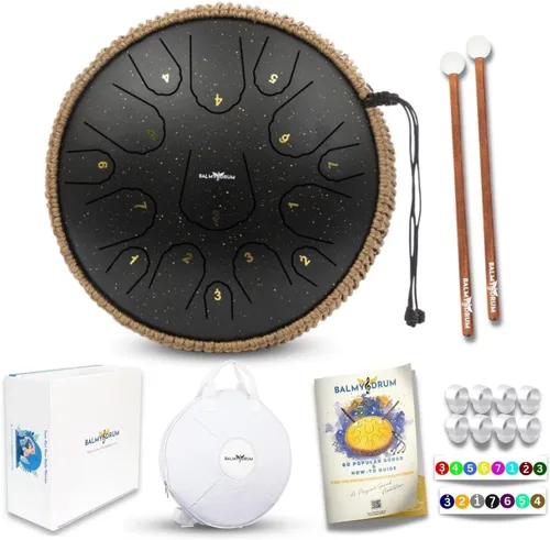 Vista 15 de El Tambor Bálsamo - Tambor de Lengua de Acero de 6 Pulgadas de 8 Notas, Instrumento de Tambor de Acero, Tambores para Niños y Adultos, Set de Tambor