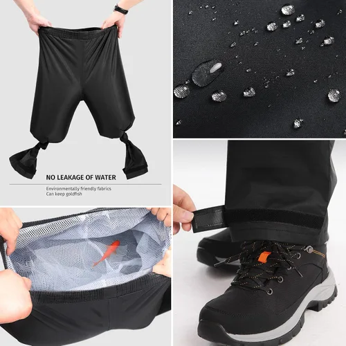 Vista 3 de iCreek Chaqueta y pantalón de lluvia unisex para exteriores impermeable antitormentas