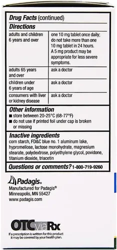 Vista 2 de Padagis Cetirizina Clorhidrato 10 mg Antihistamínico Alergia - 300 Tabletas