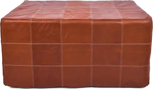 Vista 18 de Marrakesh Gallery - Funda de puf marroquí, otomana redonda y grande de piel, decoración bohemia para sala de estar, reposapies, sin relleno