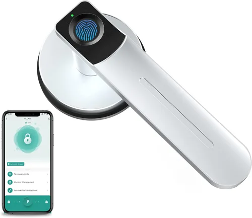 Vista 10 de Foxgard - Cerradura de puerta biométrica con perilla inteligente de huellas dactilares, control remoto con aplicación, cerradura de puerta Negro