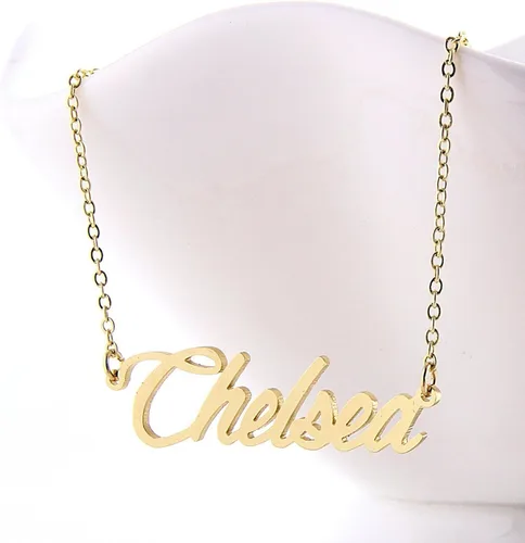 Vista 3 de HUAN XUN - Collar con nombre personalizado en plata dorada