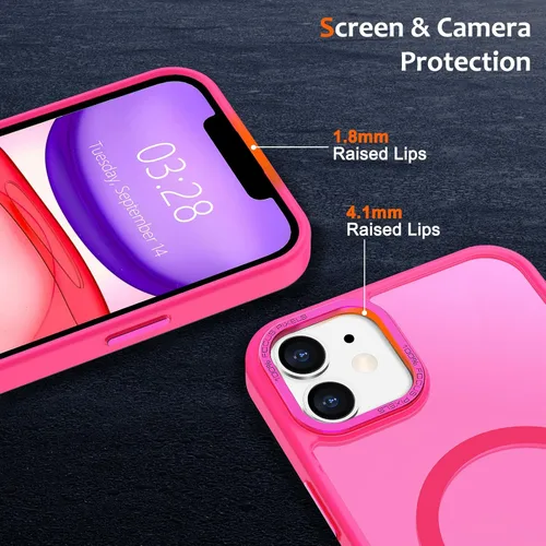 Vista 1329 de Anuck - Funda magnética para iPhone 11 compatible con MagSafe, carcasa trasera mate translúcida dura, borde de TPU, delgada, resistente a impactos