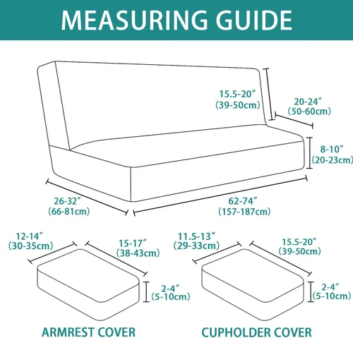 Vista 2 de LiveGo Funda para futón, 4 piezas, elásticas, para futón, sofá cama, con reposabrazos extraíbles y portavasos, protector de muebles, tela jacquard