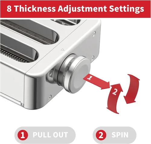 Vista 4 de Juego de accesorios para pasta totalmente de metal 3 en 1 para batidora de pie KitchenAid, incluye rodillo de lámina de pasta, cortador