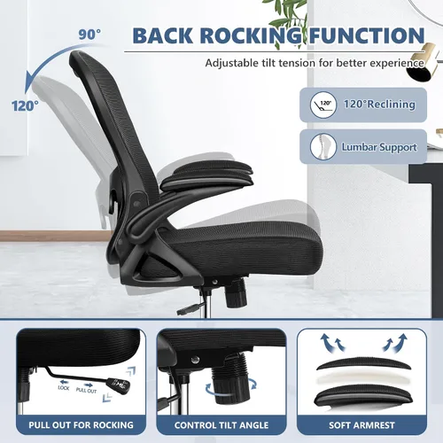 Vista 5 de Winrise Silla de oficina, silla de escritorio, silla ergonómica de malla para computadora, sillas de escritorio de oficina en casa, silla giratoria