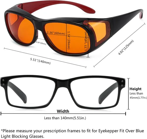Vista 4 de Eyekepper Paquete de 2 lentes de bloqueo de luz azul que se ajustan sobre anteojos de computadora