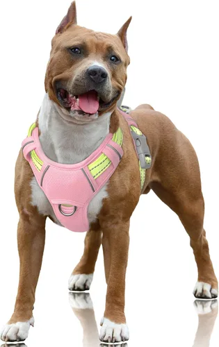 Vista 30 de BARKBAY Arnés para Perro Sin Tirones Talla Grande Arnés Reflectante para Perro con Clip Frontal y Asa de Control Fácil para Caminar Entrenar Correr