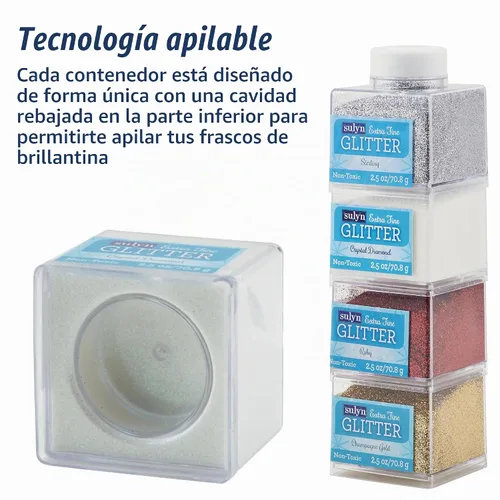 Vista 5 de Sulyn de 2 onzas. Apilador Glitter – Tarro Cristal Diamante