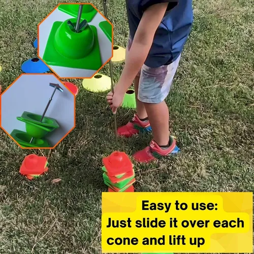 Vista 5 de Versatyle Easy Cone Pickup Stick Selector de cono retráctil superior para deportes, tráfico y conos al aire libre Funciona con la mayoría