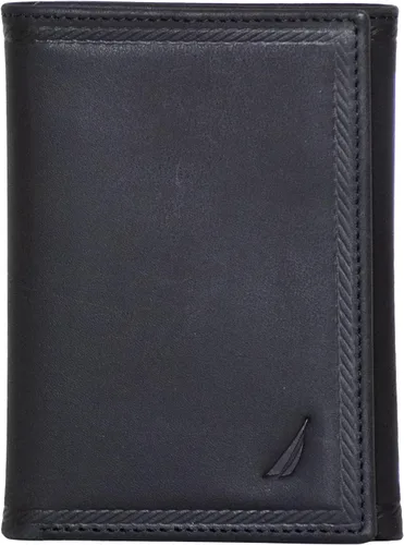 Vista 24 de Nautica Men's Trifold Wallet RFID Blocking Protection ID Window Card Slots Genuine Leather Durable
