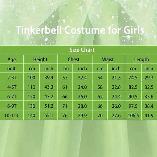 Vista 5 de Princess Tinker Bell Halloween Costume for Girls, Birthday Party Fairy Dress Up, Special Occasion Dress with Wings