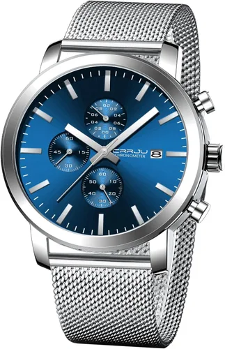 Vista 14 de CRRJU Mens Stylish Casual Quartz Watches for Men Luxury Waterproof Calendar Chronograph Japan Movement Wristwatches