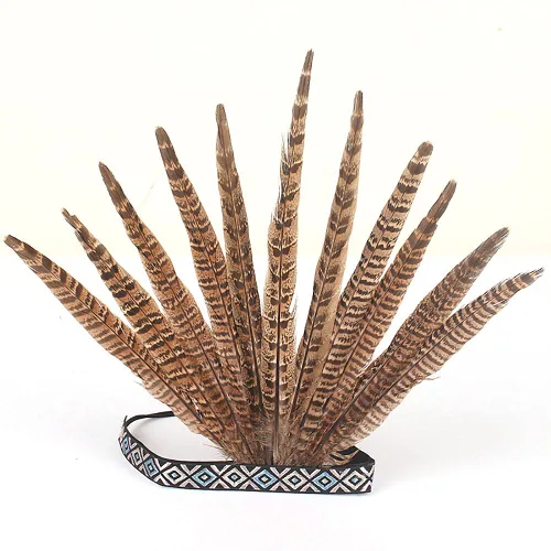 Vista 2 de ESH7 Diadema de plumas de faisán burlesque tocado de corona de Mardi Gras disfraz de carnaval para mujer fiesta caribeña talla M