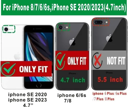 Vista 2 de Funda compatible con iPhone SE 2nd 2020 / iPhone SE 3 2022, protector de pantalla delgado, absorción de golpes, esquinas reforzadas, silicona TPU