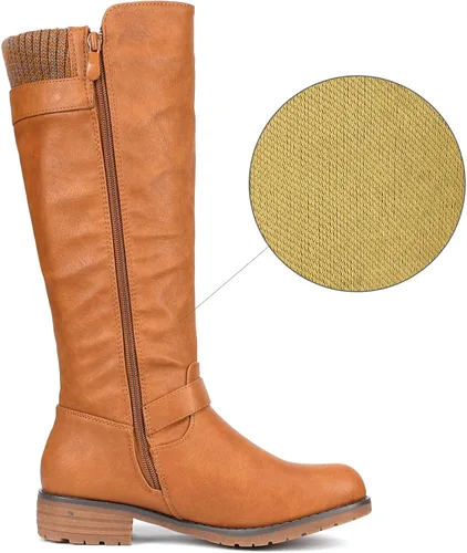 Vista 3 de DREAM PAIRS Botas de equitación hasta la rodilla con cremallera lateral para mujer