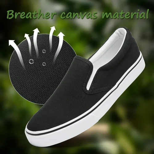 Vista 3 de yageyan Zapatos deportivos sin cordones para hombre, zapatos negros, zapatos de moda casuales blancos