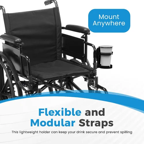 Vista 4 de Portavasos de movilidad para adultos, paquete de 2 – Soporte portátil para bebidas para silla de ruedas – Compatible con andador, andador