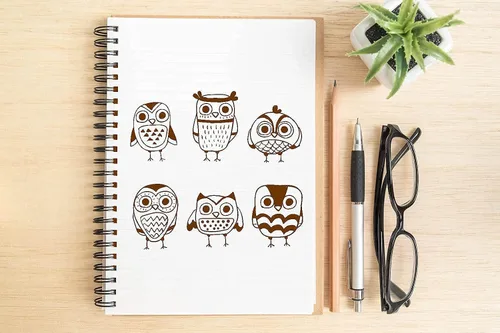 Vista 4 de 6 tarjetas de sellos transparentes de búhos lindos con sentimientos, diseño de letras de búho de otoño, sellos transparentes para decoración de 6
