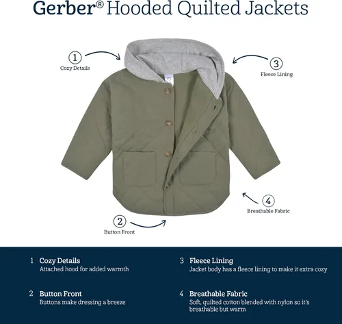 Vista 7 de Gerber Chaqueta acolchada con capucha para bebés y niños pequeños