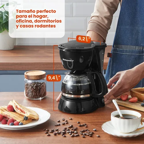 Vista 4 de Elite Gourmet EHC4128 Cafetera automática de 4 tazas para preparar y gotear con pausa y servir, jarra de vidrio, filtro reutilizable, interruptor