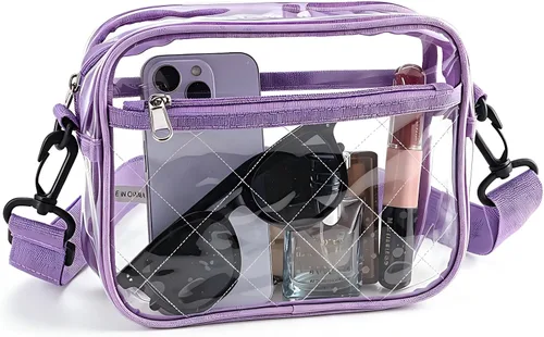 Vista 9 de Bolsa transparente para eventos de estadio – Bolso transparente para mujer con correa de hombro extraíble, bolsa cruzada transparente