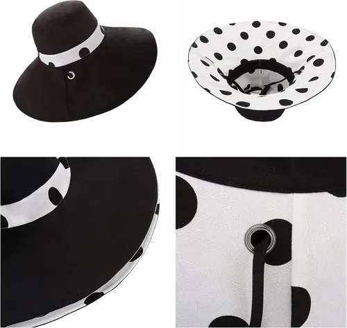 Vista 5 de Ayliss Sombrero de sol de ala ancha para mujer, plegable, reversible, para verano, playa, enrollable, protección UV
