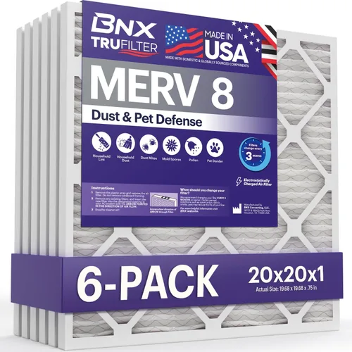 Vista 42 de BNX TruFilter - Filtro de aire MERV 8 de 10 x 10 x 1 pulgadas (paquete de 6) – Fabricado en Estados Unidos – Defensa contra polvo y mascotas